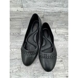 Born Black Leather Braided Ballet Flats Comfort Shoes Women Size 8.5
